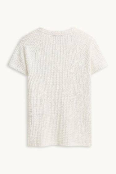 Damen - T-Shirt - Regular Fit - cremefarben