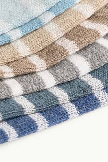 Children Boys - Multipack of 7 - trainer socks - striped - brown