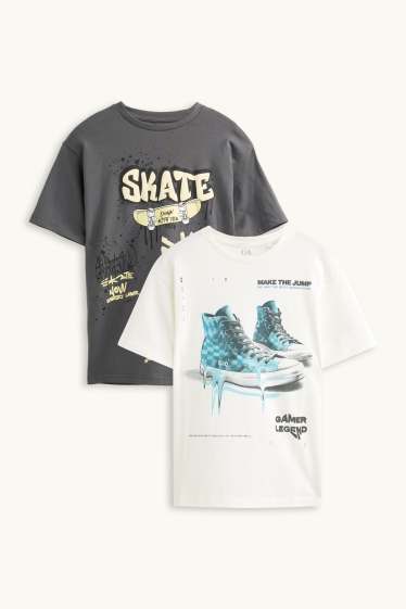 Bambini - Confezione da 2 - skate e sneakers - maglia a maniche corte - bianco