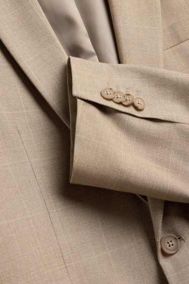 Heren - Colbert- slim fit - geruit - beige