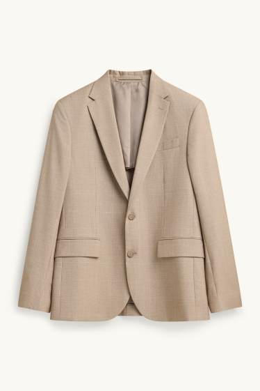 Heren - Colbert- slim fit - geruit - beige