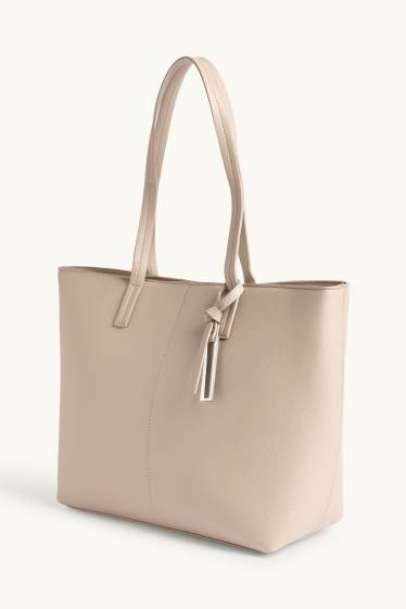 Femmes - Grand cabas - synthétique - beige