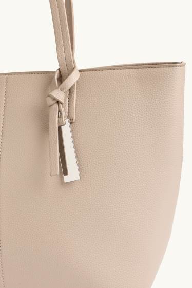 Femmes - Grand cabas - synthétique - beige