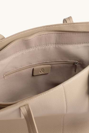 Femmes - Grand cabas - synthétique - beige