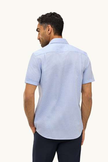 Hommes - Chemise - regular fit - col kent - sans repassage - à motif - bleu clair