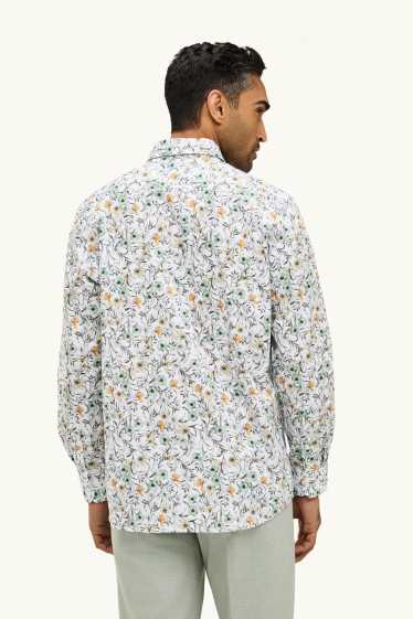 Herren - Hemd - Regular Fit - Kent - gemustert - weiss