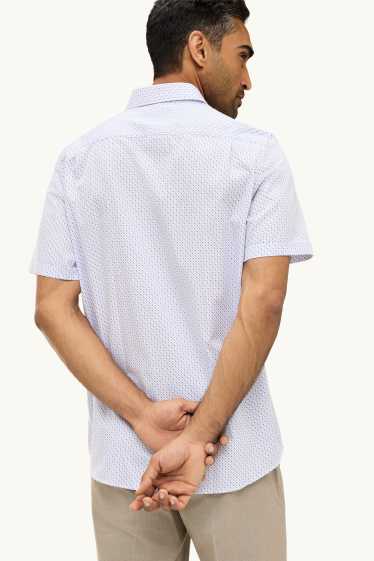Pánské - Košile - regular fit - kent - se vzorem - světle modrá
