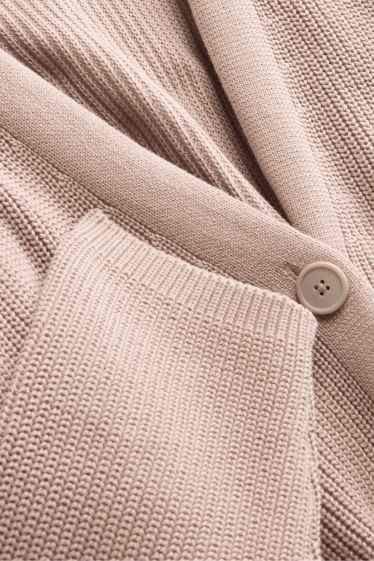 Femmes - Gilet en maille - finition côtelée - marron clair