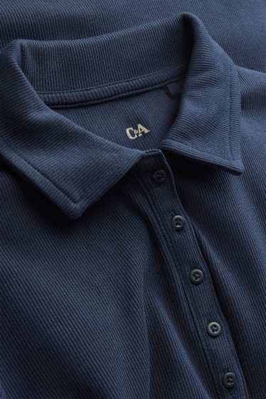 Femmes - Polo - regular fit - à rayures - bleu foncé