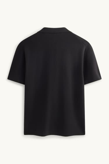 Herren - Strick-Poloshirt - Regular Fit - schwarz