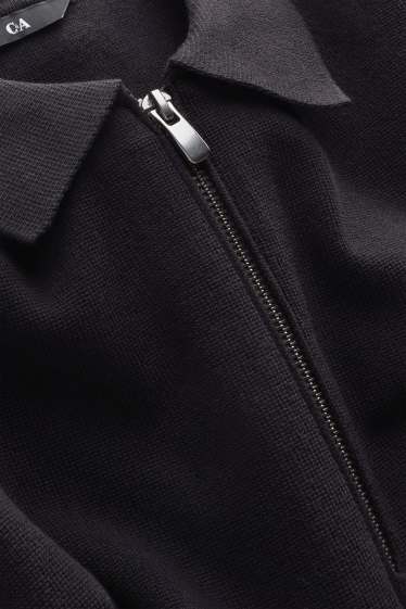 Herren - Strick-Poloshirt - Regular Fit - schwarz