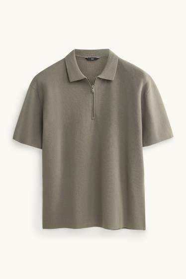 Herren - Strick-Poloshirt - Regular Fit - grün