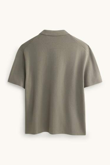 Herren - Strick-Poloshirt - Regular Fit - grün