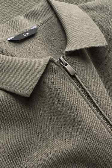 Herren - Strick-Poloshirt - Regular Fit - grün