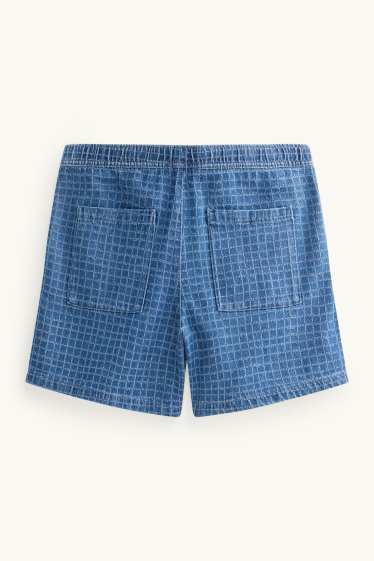 Hommes - Short en jean - à carreaux - jean bleu