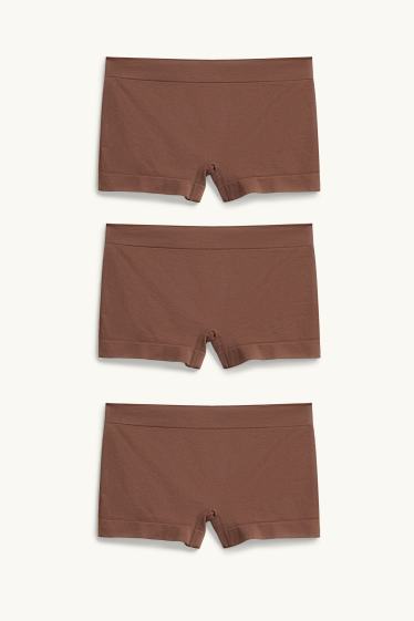 Dona - Paquet de 3 - calces hipster - seamless - marró