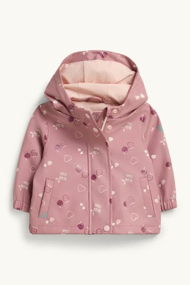 Baby Mädchen - Herzchen und Kirsche - Baby-Regenjacke mit Kapuze - rosa