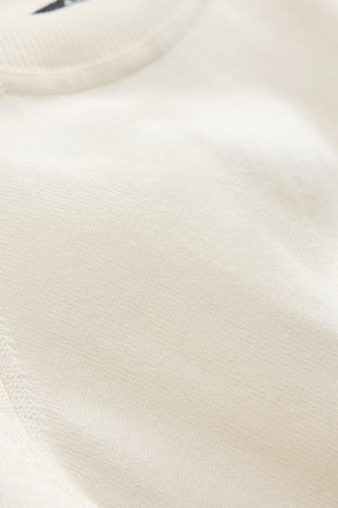 Heren - Gebreide trui - korte mouw - met structuur - beige