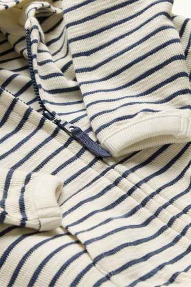 Bébés garçons - Sweat zippé en molleton pour bébé à capuche - à rayures - finition texturée - bleu / blanc