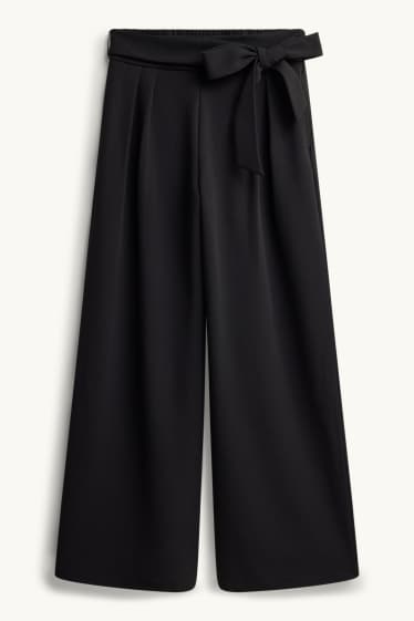 Dames - Pantalon - high waist - wide leg - zwart
