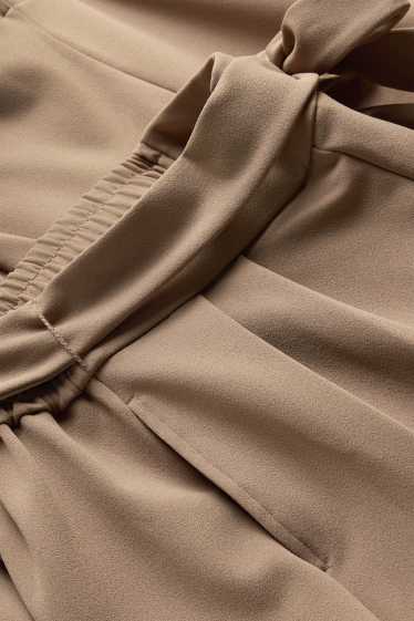 Dames - Pantalon - high waist - wide leg - beige
