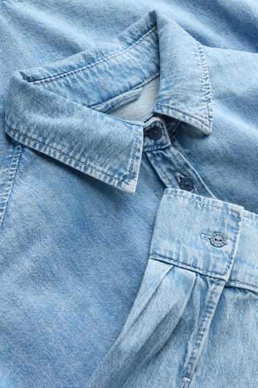 Damen - Jeans-Hemdbluse - helljeansblau