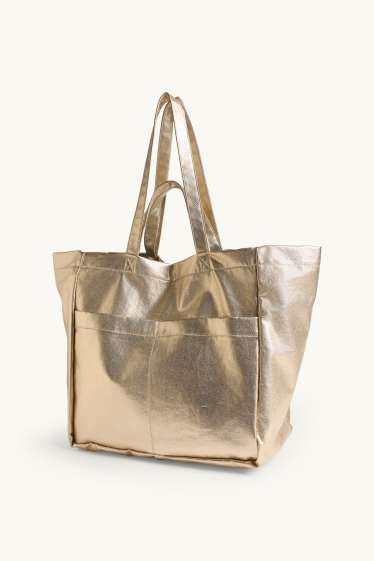 Femmes - Grand cabas - finition brillante - or
