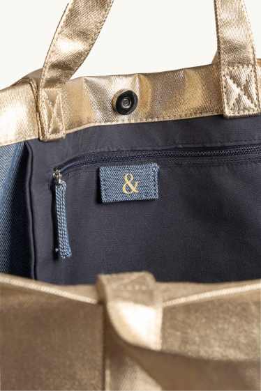 Femmes - Grand cabas - finition brillante - or