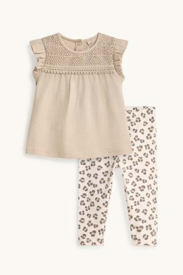 Bébés filles - Léopard - tenue pour bébé - 2 pièces - beige