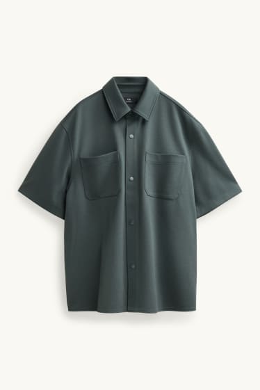 Herren - Hemd - Relaxed Fit - Kent - strukturiert - dunkelgrün