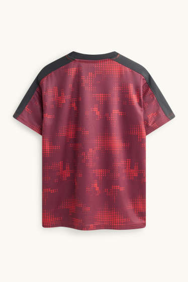 Kinder Buben - Kurzarmshirt - gemustert - rot