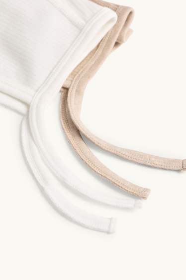 Bébés filles - Lot de 2 - bonnet pour bébé - finition côtelée - blanc / beige