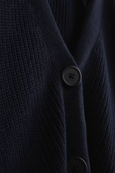 Women - Cardigan - ribbed - dark blue