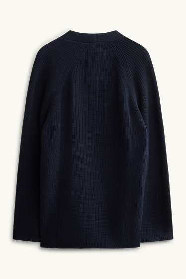 Women - Cardigan - ribbed - dark blue