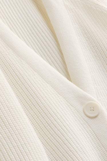 Women - Cardigan - ribbed - cremewhite