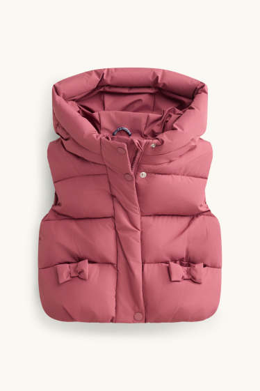 Children Girls - Baby quilted gilet with hood - rose
