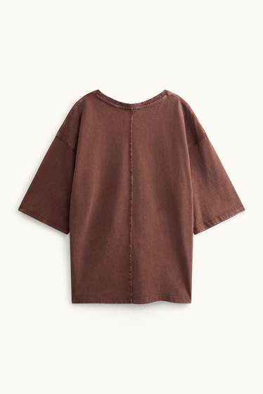 Damen - T-Shirt - Oversized - braun