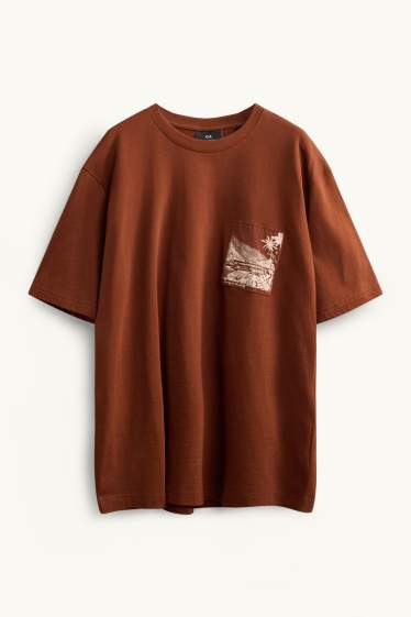 Men - T-shirt - relaxed fit - brown