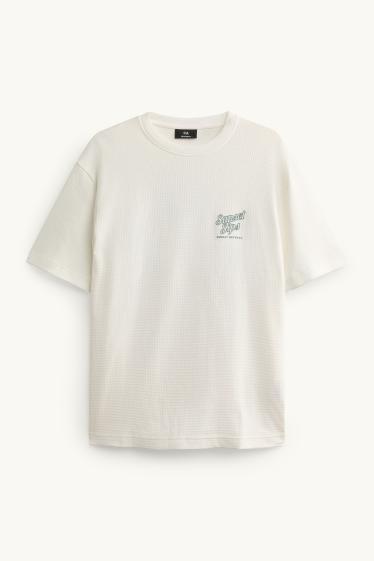 Herren - T-Shirt - Relaxed Fit - strukturiert - weiß