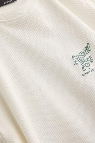Herren - T-Shirt - Relaxed Fit - strukturiert - weiß
