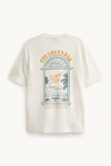 Herren - T-Shirt - Relaxed Fit - strukturiert - weiß