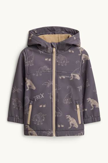 Children Boys - Dino - softshell jacket with hood - waterproof - brown
