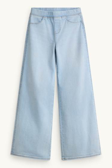 Děti - dívky - Wide leg jeggings - džíny - světle modré