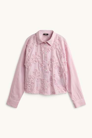 Damen - Bluse - gestreift - rosa