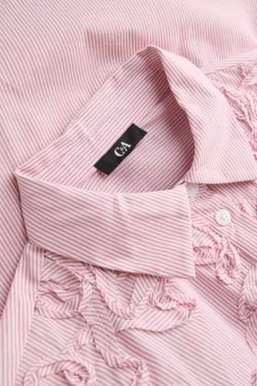 Damen - Bluse - gestreift - rosa