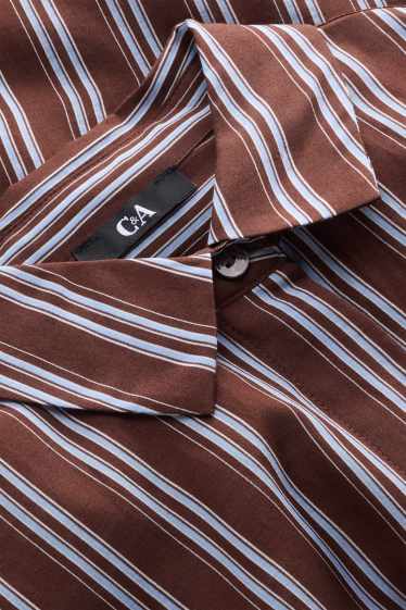 Women - Shirt blouse - striped - brown