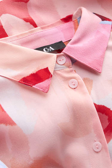 Dames - Overhemdblouse - met patroon - fuchsiarood / roze