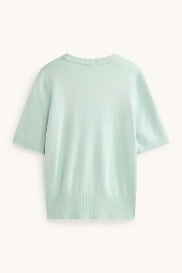 Femei - Pulover tricotat - mânecă scurtă - turcoaz