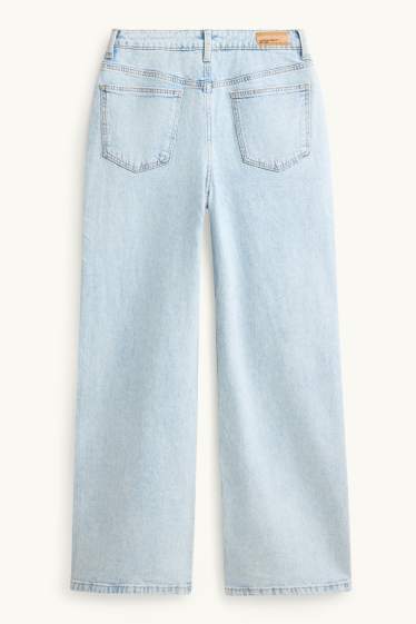 Kinder Mädchen - Wide Leg Jeans mit Strasssteinen - helljeansblau