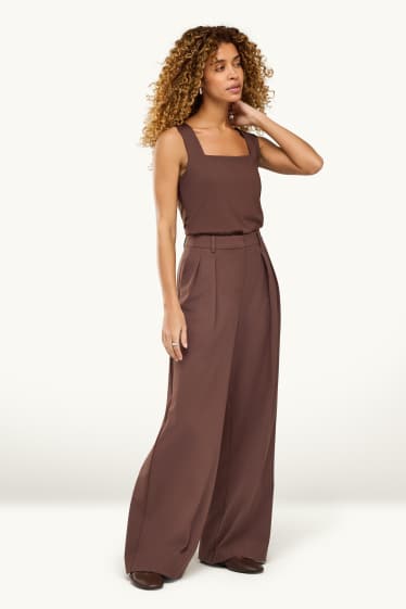 Damen - Business-Hose - Mid Waist - Regular Fit - braun